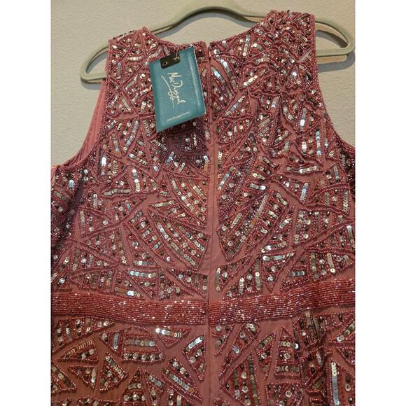 Mac Duggal Women's Pink Sequin Midi Sheath Dress Size 14 Formal Mother of Bride - Picture 11 of 13